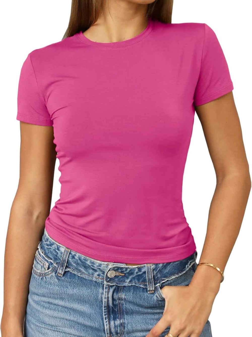 Women’s Crewneck Short Sleeve Top - Pink